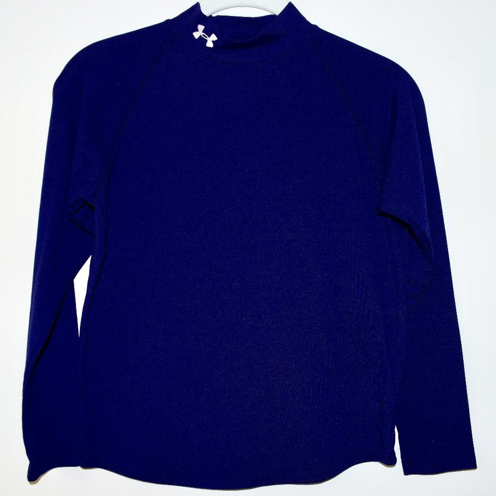 Under Armour Navy Blue Long Sleeve Mock Neck Shirt - Medium